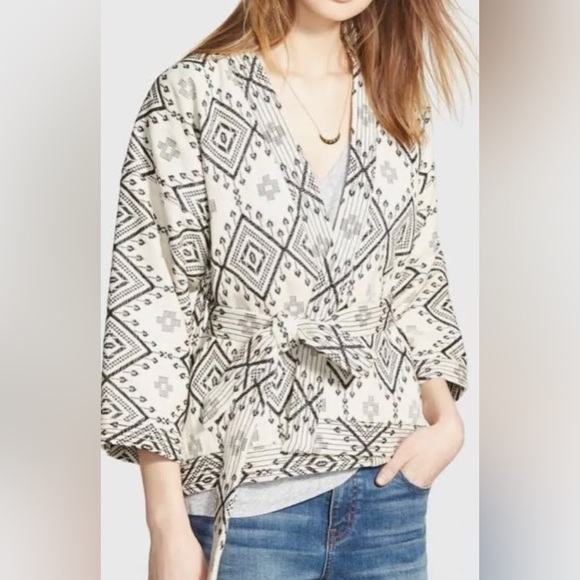 MADEWELL Arrowhead Jacquard Kimono Wrap Jacket - Medium - Picture 3 of 11